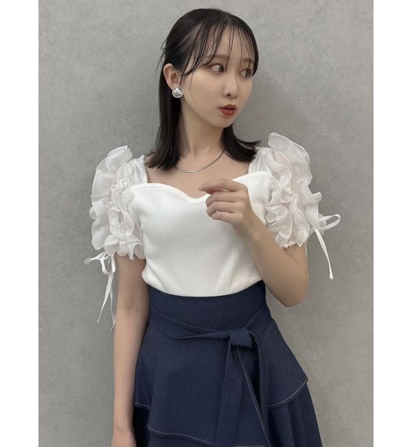 dazzlin「ショルダーボリュームフリルカットプルオーバー」|Tシャツ・カットソー|