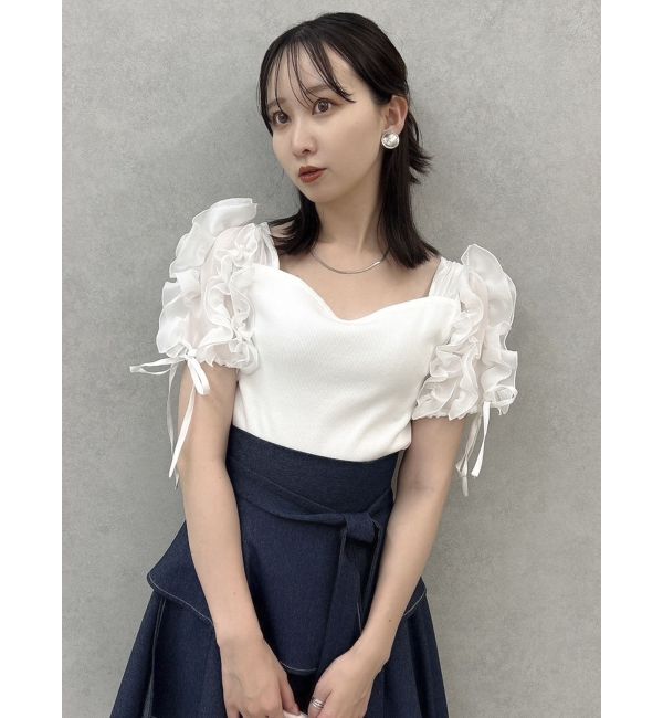 dazzlin「ショルダーボリュームフリルカットプルオーバー」|Tシャツ・カットソー|