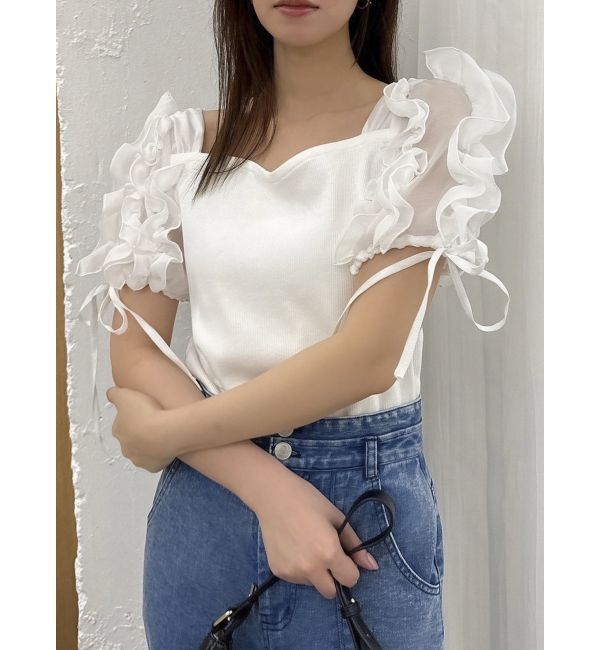 dazzlin「ショルダーボリュームフリルカットプルオーバー」|Tシャツ・カットソー|