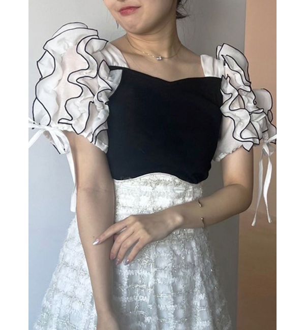 dazzlin「ショルダーボリュームフリルカットプルオーバー」|Tシャツ・カットソー|ミックス