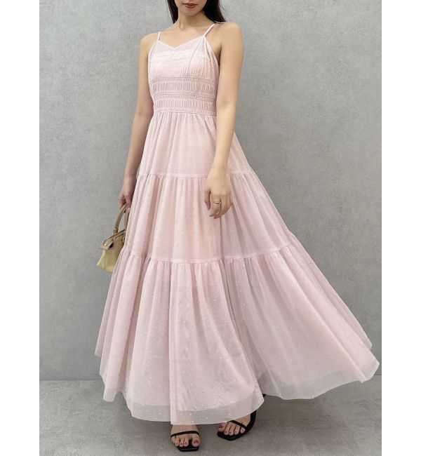 dazzlin「オーロラストーンチュールワンピース」|ワンピース|ピンク