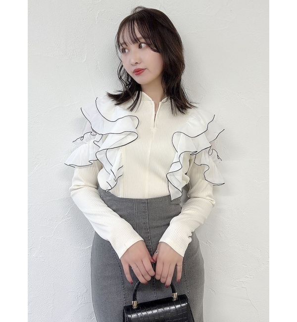 dazzlin「フロントホック長袖フリルトップス」|Tシャツ・カットソー|