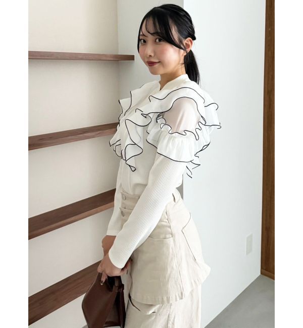 dazzlin「フロントホック長袖フリルトップス」|Tシャツ・カットソー|