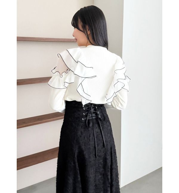 dazzlin「フロントホック長袖フリルトップス」|Tシャツ・カットソー|