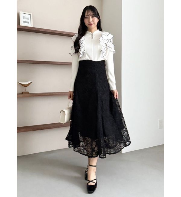 dazzlin「フロントホック長袖フリルトップス」|Tシャツ・カットソー|