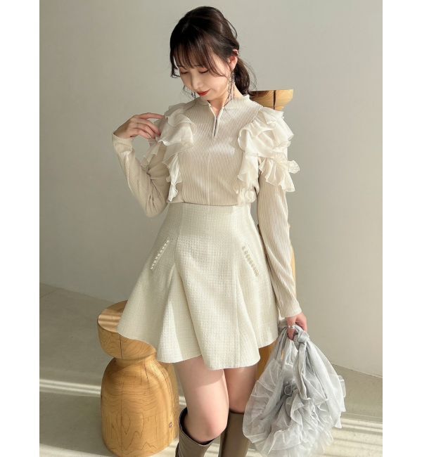 dazzlin「フロントホック長袖フリルトップス」|Tシャツ・カットソー|