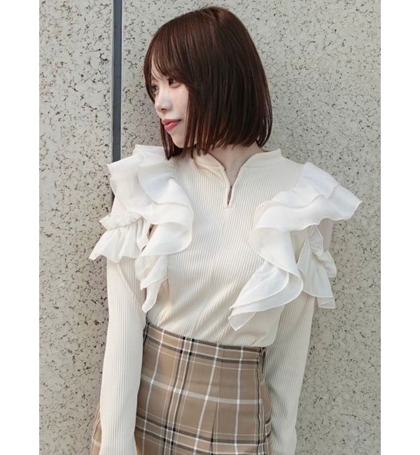 dazzlin「フロントホック長袖フリルトップス」|Tシャツ・カットソー|