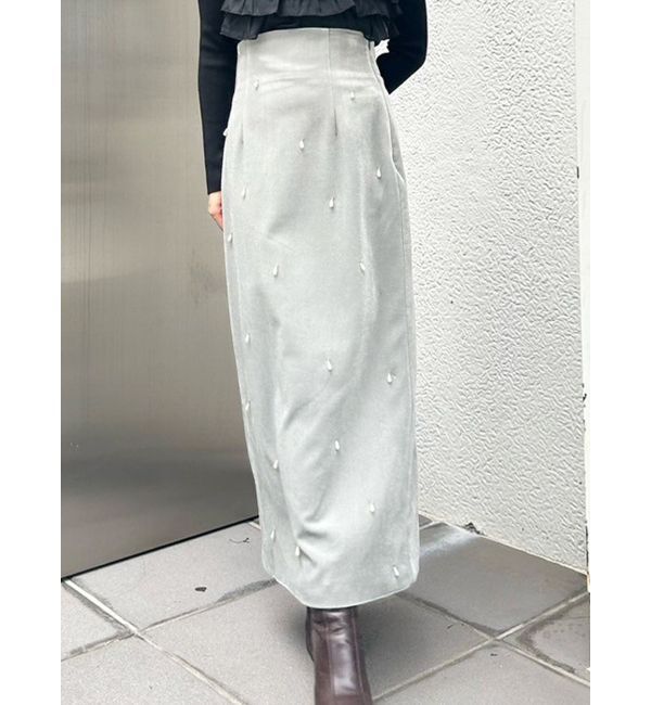 MERCURYDUO「ドロップパールナロースカート」|スカート|グレー