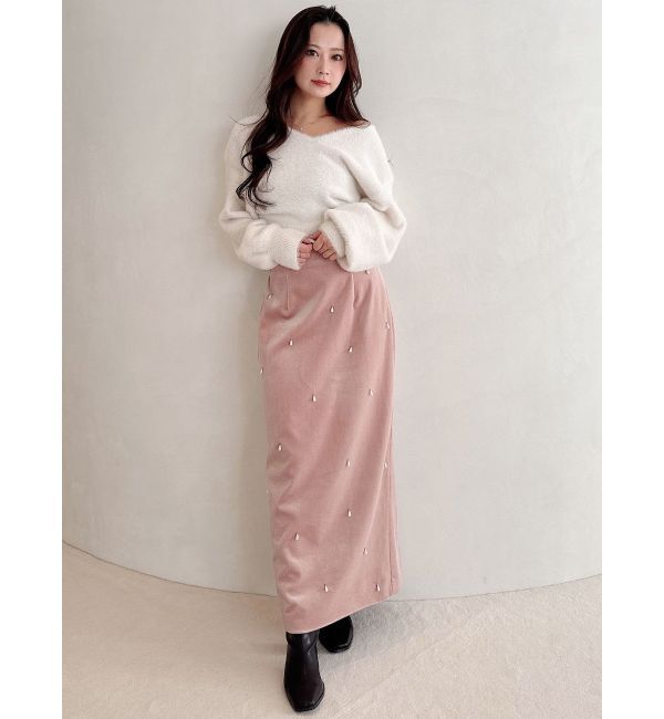 MERCURYDUO「ドロップパールナロースカート」|スカート|