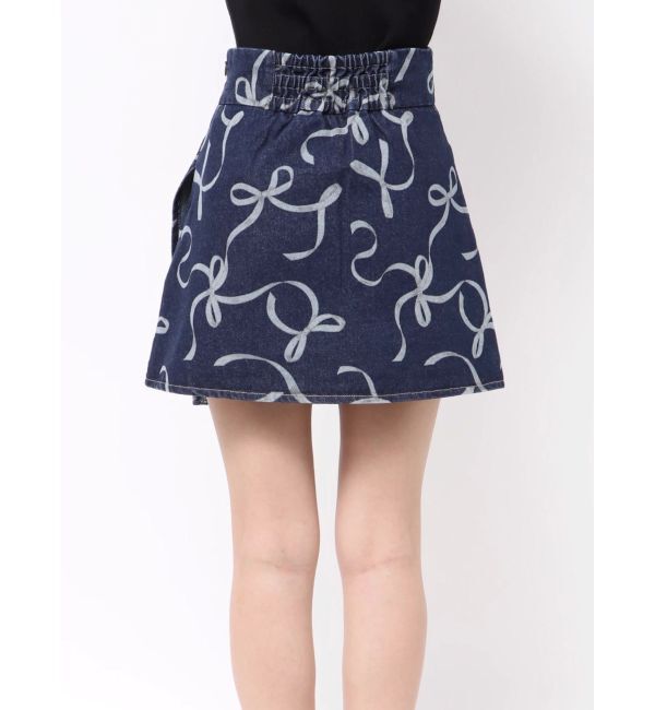 MERCURYDUO「リボンプリントデニムラップスカパン」|スカート|