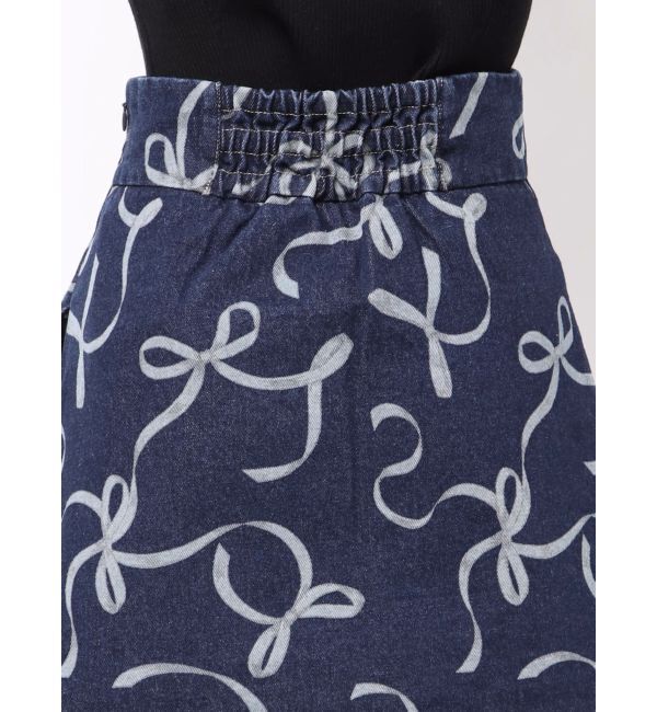 MERCURYDUO「リボンプリントデニムラップスカパン」|スカート|