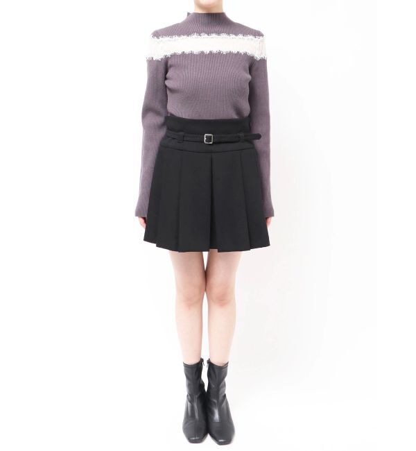 MERCURYDUO「ベルト付きチェックプリーツミニスカパン」|スカート|