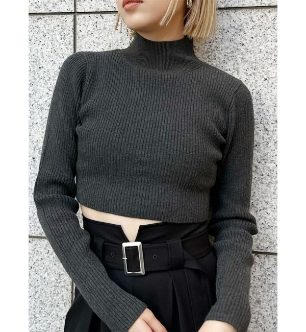 MURUA「クロップトメランジニット」|ニット・セーター|ダークグレー