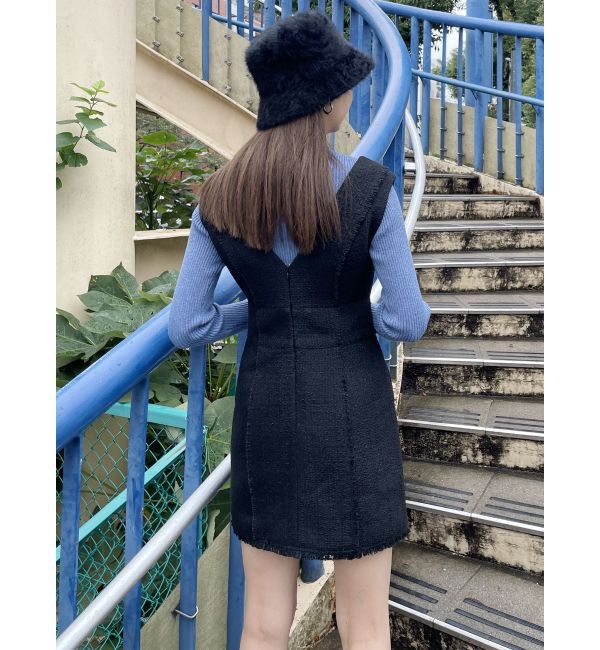 MURUA「フリンジミニジャンパースカート」|ワンピース|