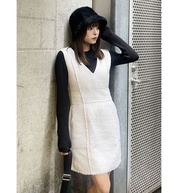 MURUA「フリンジミニジャンパースカート」|ワンピース|