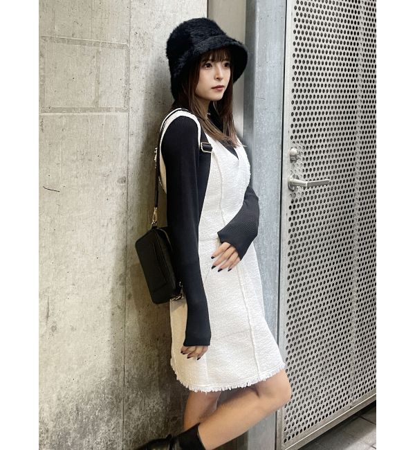 MURUA「フリンジミニジャンパースカート」|ワンピース|