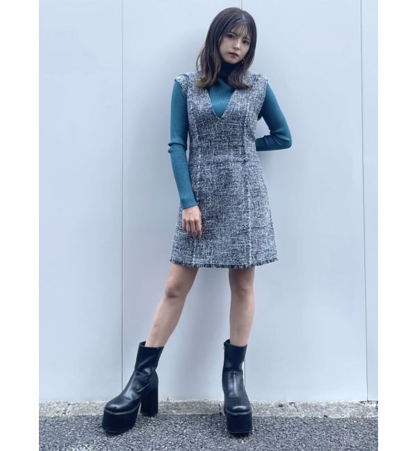 MURUA「フリンジミニジャンパースカート」|ワンピース|