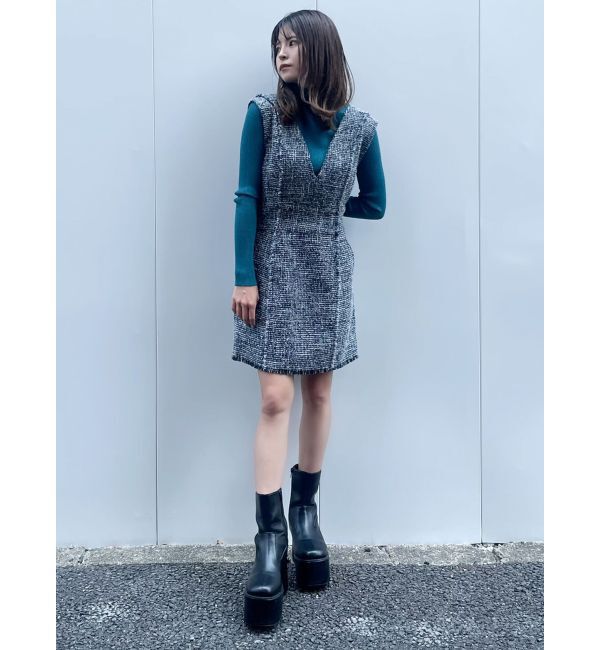 MURUA「フリンジミニジャンパースカート」|ワンピース|