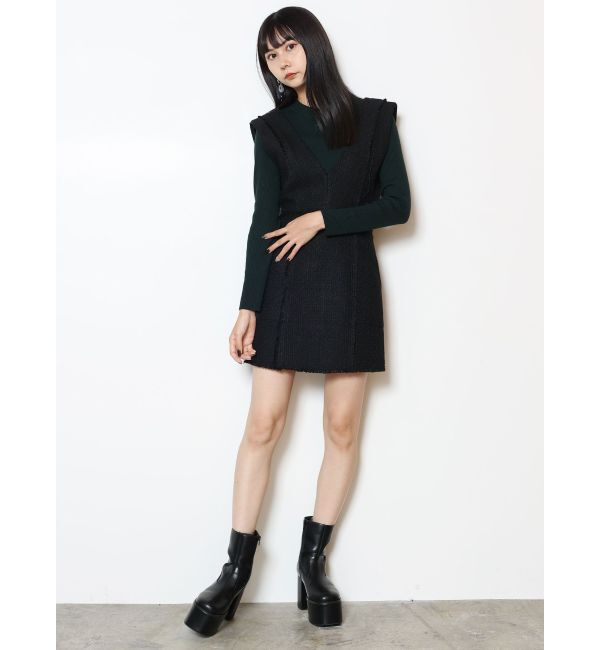 MURUA「フリンジミニジャンパースカート」|ワンピース|