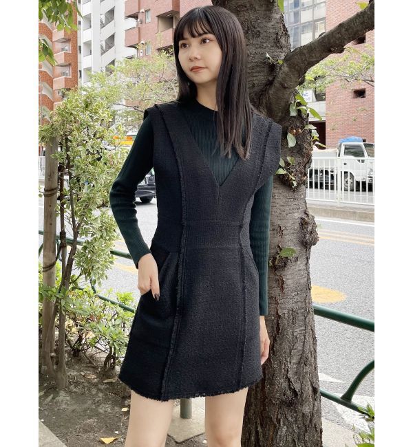 MURUA「フリンジミニジャンパースカート」|ワンピース|