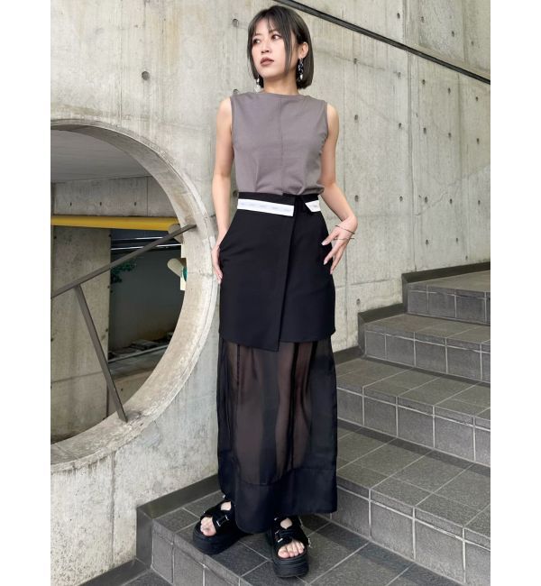 MURUA「ウエストフラップシアーレイヤードスカート」|スカート|