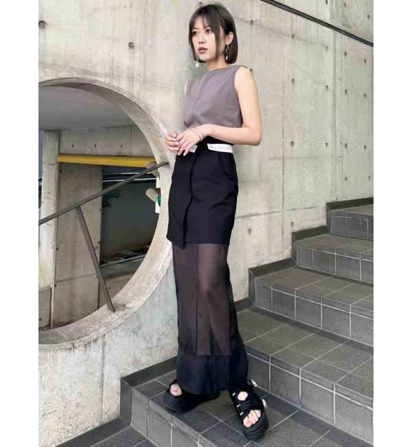 MURUA「ウエストフラップシアーレイヤードスカート」|スカート|