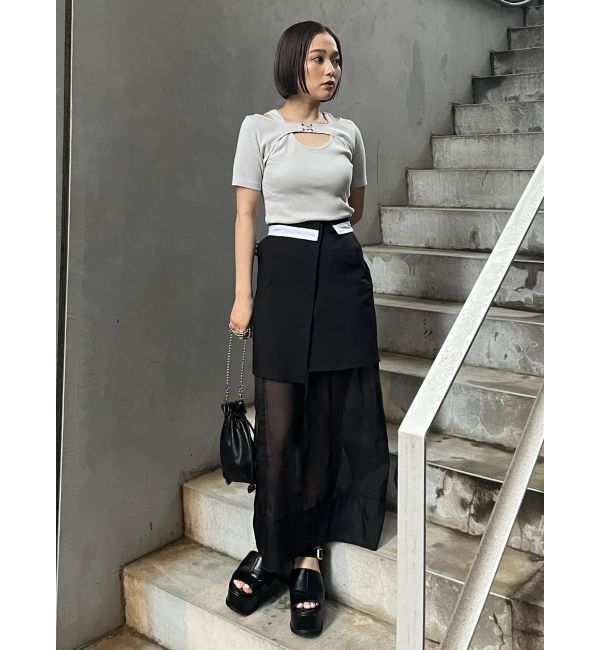 MURUA「ウエストフラップシアーレイヤードスカート」|スカート|