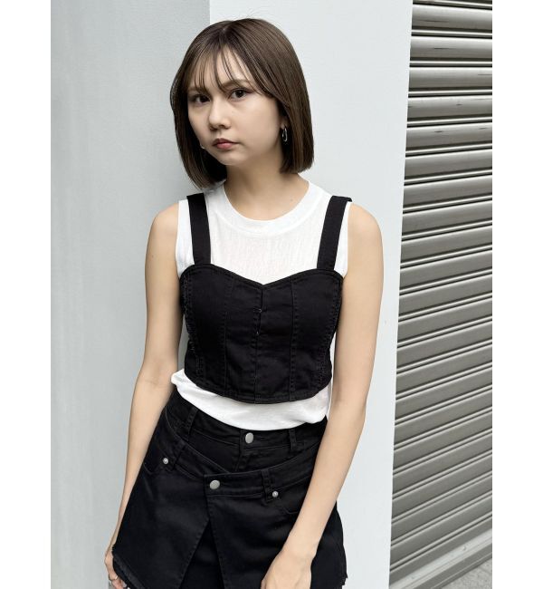MURUA「フリンジデニムビスチェ」|キャミソール|