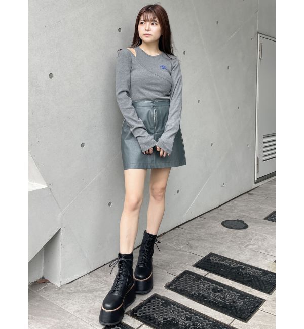 MURUA「【UMBRO&times;MURUA】アシメショルダーリブトップス」|Tシャツ・カットソー|