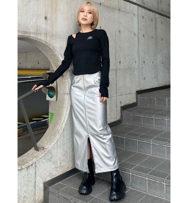 MURUA「【UMBRO&times;MURUA】アシメショルダーリブトップス」|Tシャツ・カットソー|