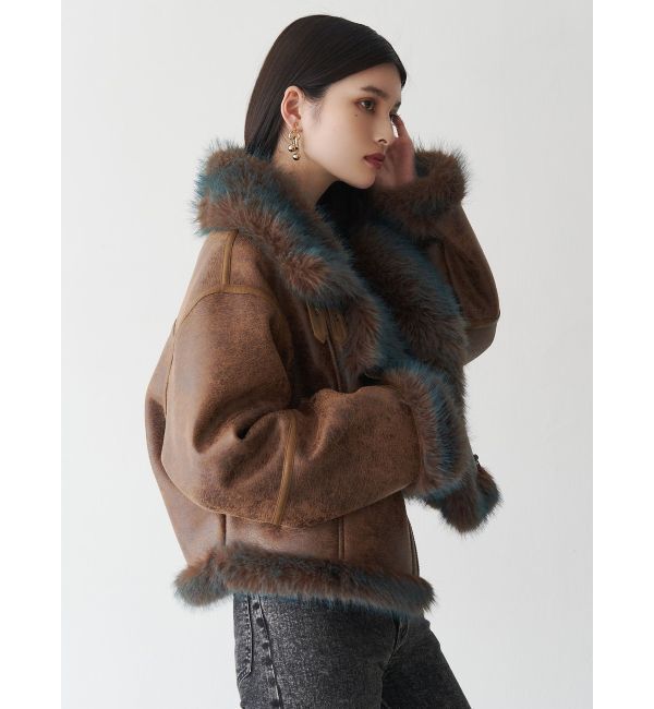 MURUA「アンイーブンショートフェイクムートンジャケット」|ブルゾン・スタジャン|