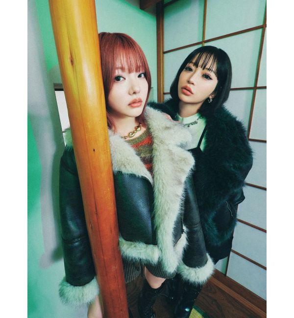 MURUA「アンイーブンショートフェイクムートンジャケット」|ブルゾン・スタジャン|