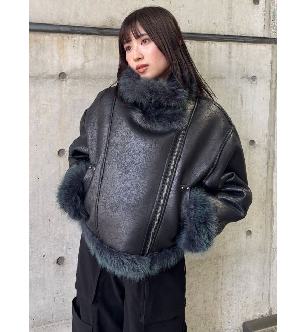 MURUA「アンイーブンショートフェイクムートンジャケット」|ブルゾン・スタジャン|