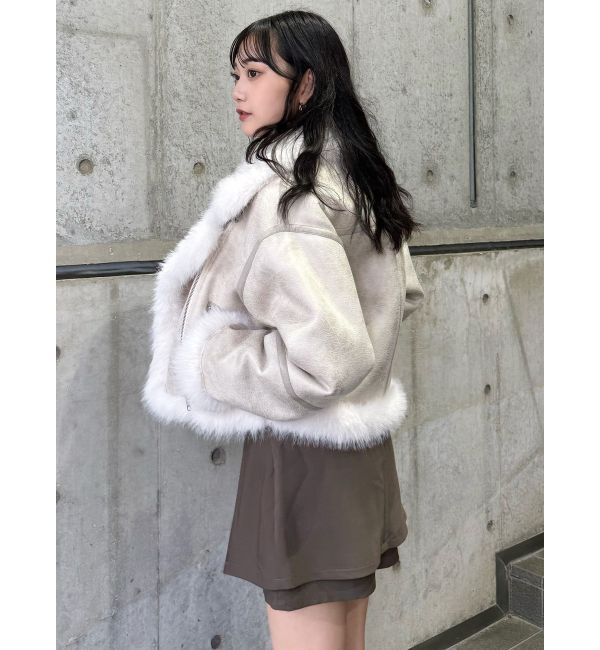 MURUA「アンイーブンショートフェイクムートンジャケット」|ブルゾン・スタジャン|
