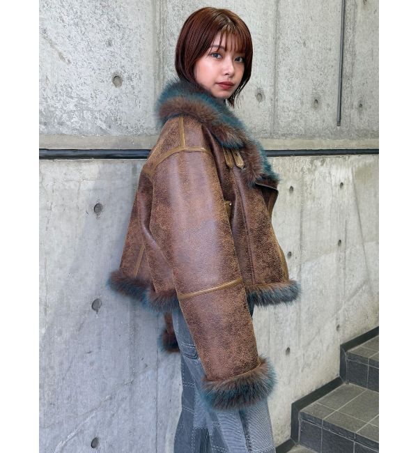 MURUA「アンイーブンショートフェイクムートンジャケット」|ブルゾン・スタジャン|