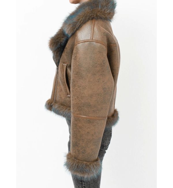 MURUA「アンイーブンショートフェイクムートンジャケット」|ブルゾン・スタジャン|