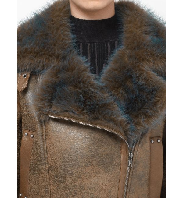 MURUA「アンイーブンショートフェイクムートンジャケット」|ブルゾン・スタジャン|