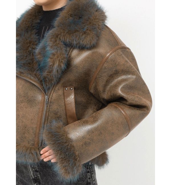 MURUA「アンイーブンショートフェイクムートンジャケット」|ブルゾン・スタジャン|