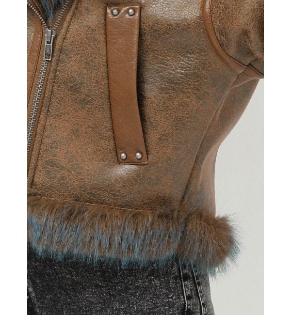 MURUA「アンイーブンショートフェイクムートンジャケット」|ブルゾン・スタジャン|