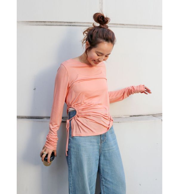 Ungrid「サイドオープンロングスリーブTee」|Tシャツ・カットソー|オレンジ