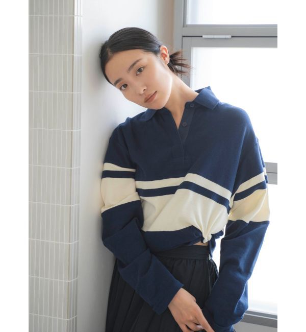 Ungrid「バイカラーポロシャツ」|ポロシャツ|ネイビー