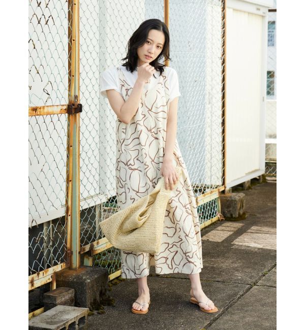 Ungrid「リネン混ショルダーデザインキャミワンピース」|ワンピース|