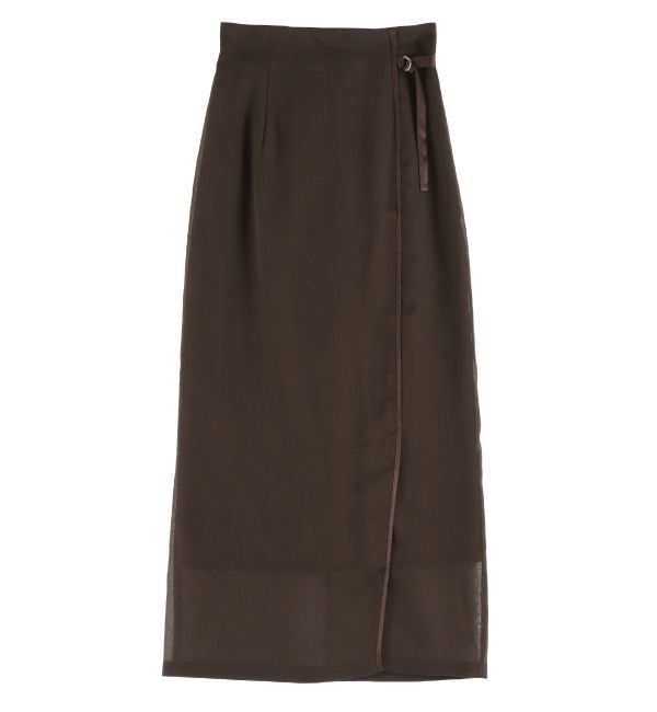 LAGUNAMOON「サテンパイピングシアーIラインスカート」|スカート|ダークブラウン