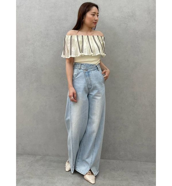 LAGUNAMOON「【追加生産】ワイドフレアデニムパンツ」|デニム|