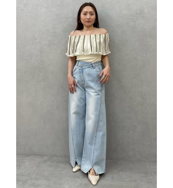 LAGUNAMOON「【追加生産】ワイドフレアデニムパンツ」|デニム|