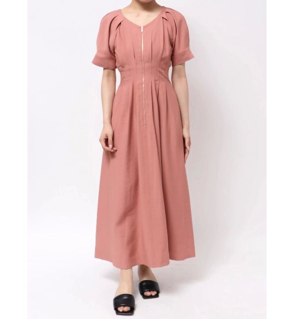 LAGUNAMOON「【追加生産/新色追加】フロントZIPウエストタックワンピース」|ワンピース|