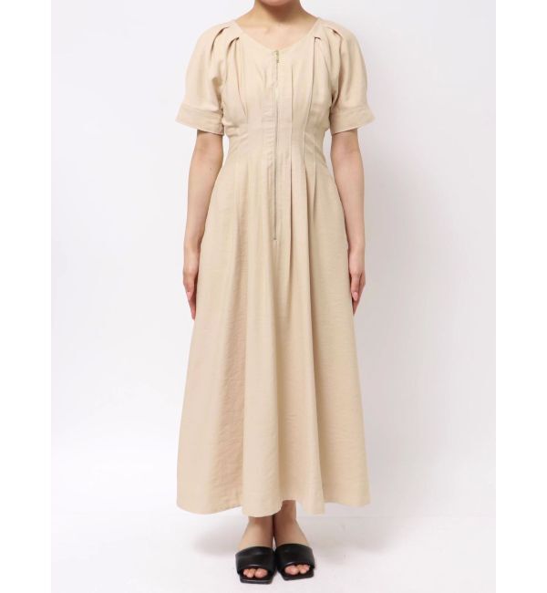 LAGUNAMOON「【追加生産/新色追加】フロントZIPウエストタックワンピース」|ワンピース|