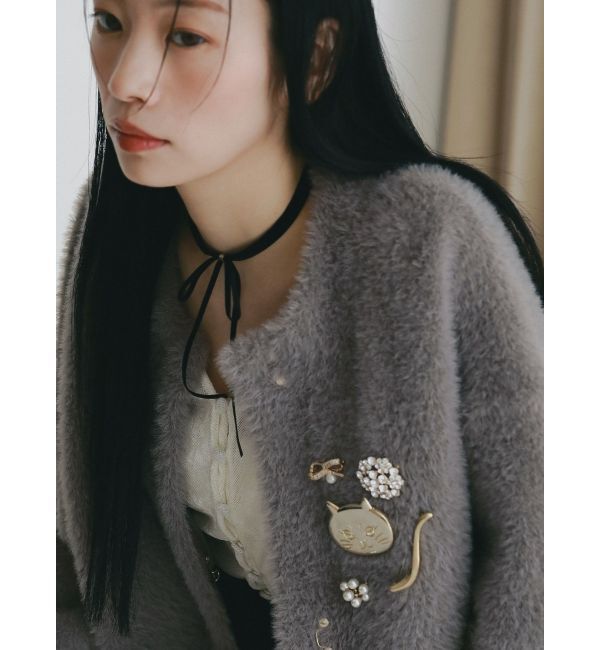 LAGUNAMOON「【REVIVAL】ミニシャギーセッケツニットカーデ」|カーディガン|