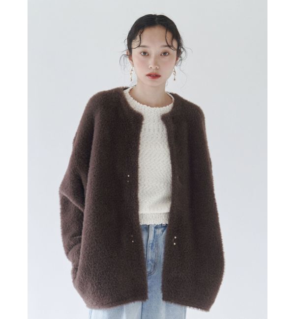 LAGUNAMOON「【REVIVAL】ミニシャギーセッケツニットカーデ」|カーディガン|