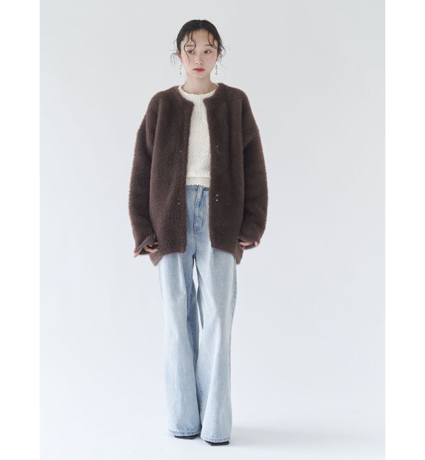 LAGUNAMOON「【REVIVAL】ミニシャギーセッケツニットカーデ」|カーディガン|